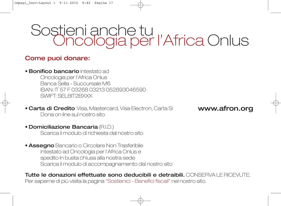 na on line sul nostro sito www.afron.org Do