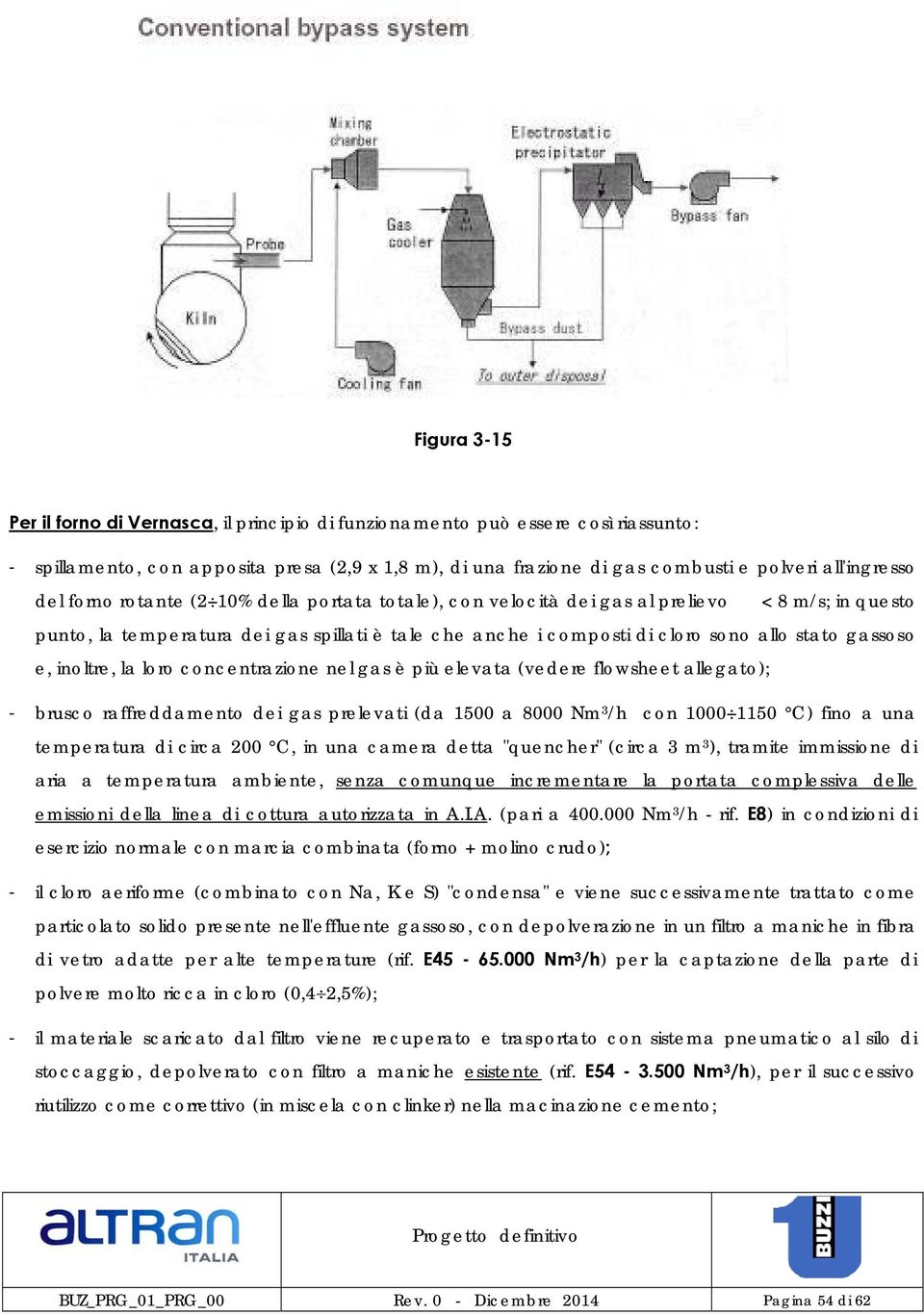 e, inoltre, la loro concentrazione nel gas è più elevata (vedere flowsheet allegato); - brusco raffreddamento dei gas prelevati (da 1500 a 8000 Nm 3 /h con 1000 1150 C) fino a una temperatura di