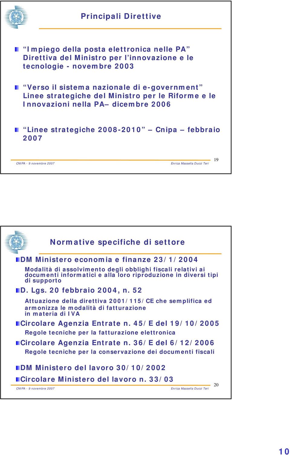di assolvimento degli obblighi fiscali relativi ai documenti informatici e alla loro riproduzione in diversi tipi di supporto D. Lgs. 20 febbraio 2004, n.