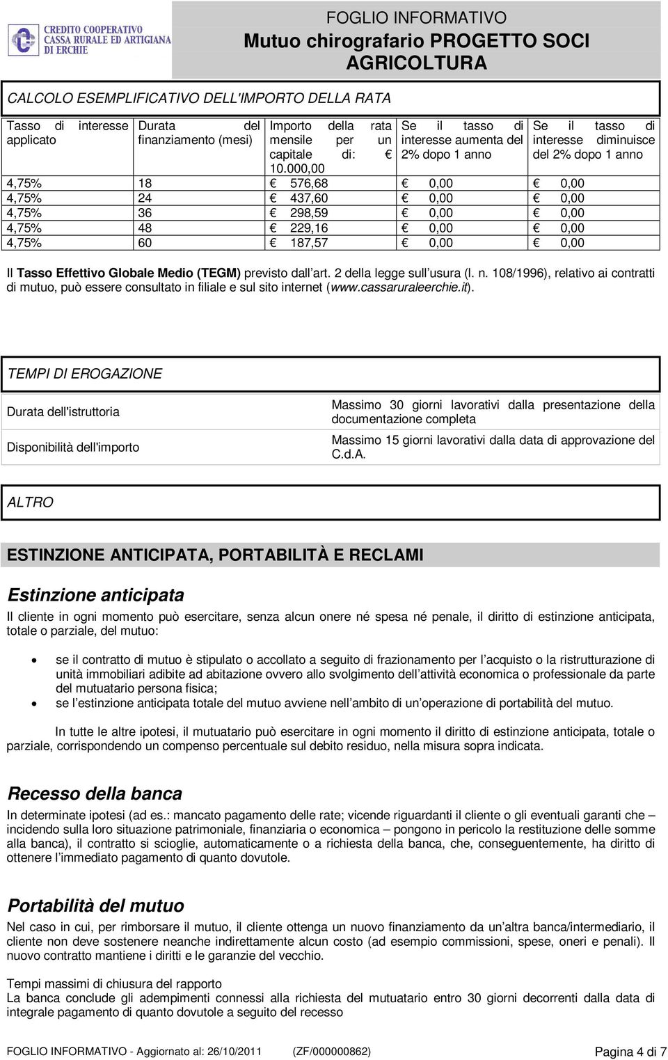 tasso di interesse diminuisce del 2% dopo 1 anno Il Tasso Effettivo Globale Medio (TEGM) previsto dall art. 2 della legge sull usura (l. n.