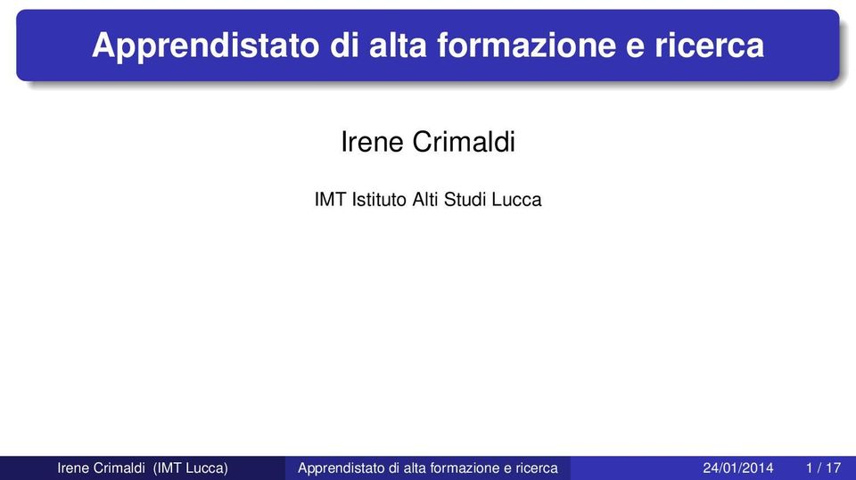 Lucca Irene Crimaldi (IMT Lucca) 