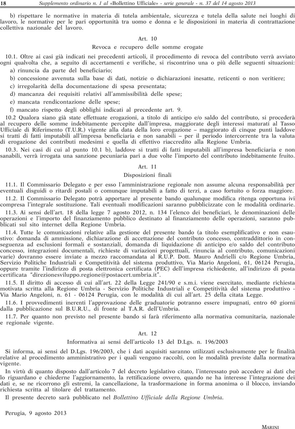 disposizioni in materia di contrattazione collettiva nazionale del lavoro. Art. 10
