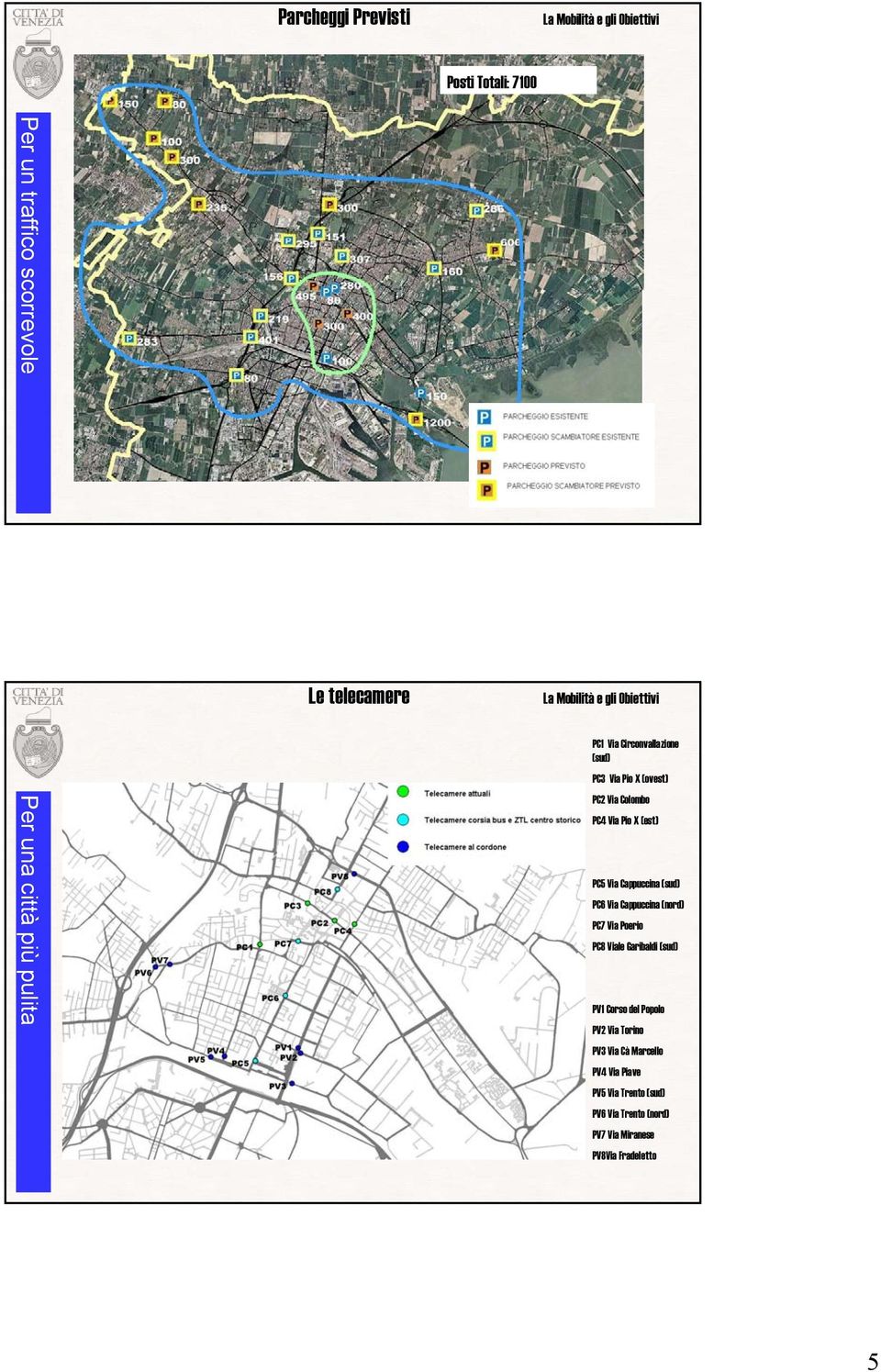 Cappuccina (nord) PC7 Via Poerio PC8 Viale Garibaldi (sud) PV1 Corso del Popolo PV2 Via Torino PV3