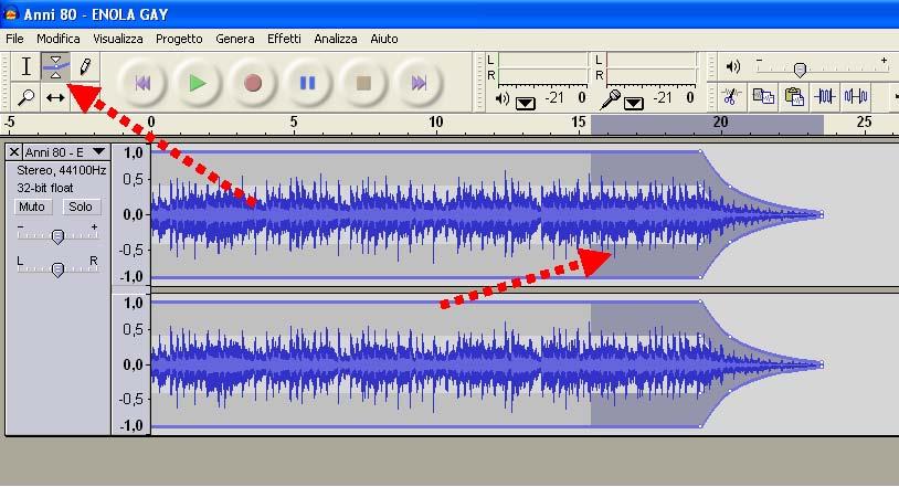 Salvare il brano in Mp3 Quando il file audio è pronto può essere esportato in Mp3 scegliendo l apposito comando dal menù file e seguendo la procedura.