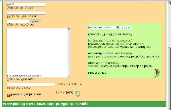 In Fle3, gli studenti creano delle note usando la guida dello strumento, in cui una piccola pulce (Flea) li aiuta a scrivere delle note con diversi tipi di conoscenza ( My Explanation, Scientific