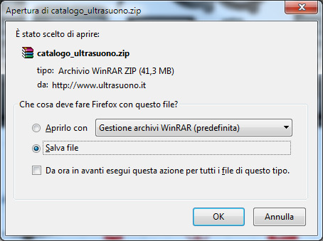 Download del catalogo Con Mozilla Firefox 1. Aprire il browser Mozilla Firefox e digitare www.ultrasuono.it nella barra degli indirizzi. 2.