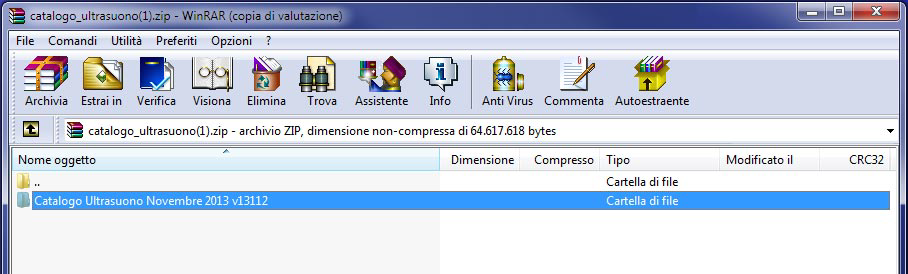 Procedura di installazione Scompattare il file compresso 1. Una volta terminato il download, è necessario scompattare il file catalogo_ultrasuono.