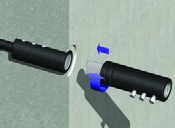 Giunzioni di barre d armatura INSTALLAZIONE MBT di Continuità - Dimensioni 12mm e 16mm 1 2 3 Fissare la piastra al cassero ed avvitare il manicotto (parte femmina).