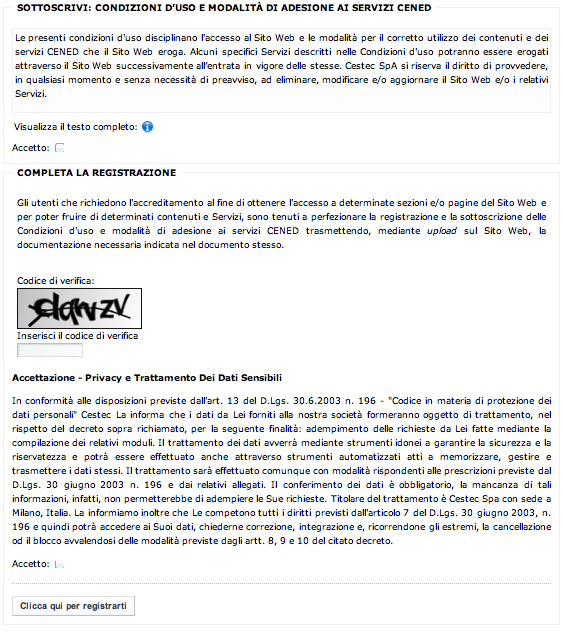 Fig. 2 Web form di registrazione nuovo utente Ente Locale. 1.1.1. Perfezionamento della registrazione a.