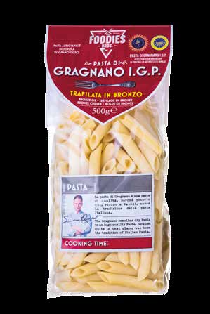 PASTA ARTIGIANALE DI GRAGNANO I.G.P. Foodies Bros. riscopre la vera pasta artigianale I.G.P. realizzata secondo la tradizione, lasciata ad asciugare a bassa temperatura per un periodo che varia dalle 24 alle 48 ore.