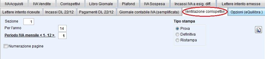 Per i Registri Acquisti, Vendite, Corrispettivi, Incassi Iva a Esigibilità Differita, Registro Iva Sospesa è possibile richiedere la stampa con l'intestazione dell' Azienda e la numerazione delle