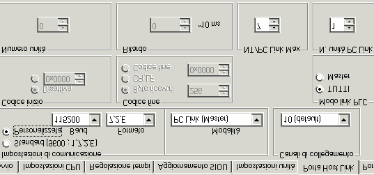 PC Link: Configurazione Per configurare la rete PC Link è necessario specificare: Sulla CPU Master: velocità di comunicazione numero dei canali di collegamento