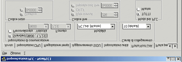 PC Link: Configurazione Sulla CPU Master è inoltre necessario impostare una delle due modalità di scambio dei dati: Link Completo (i dati locali dell area PC-Link relativi a ciascuna
