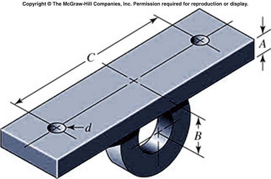 8-35 L attacco in acciaio saldato illustrato in figura, imbullonato ad una trave di sostegno orizzontale, è sottoposto ad un carico verticale fluttuante.