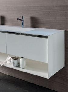 SHAPE EVO SHAPE EVO 204 Mobile SHAPE EVO con lavabo integrato mod. LARGE, mobile a cassetti con vano a giorno e maniglia a gola.