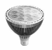 Power LED PAR Classica sostituta della lampadina tradizionale. Materiale: alluminio Power LED da 1 W CE IP 20 Par 30 Colore Potenza (P) Passo Flusso luminoso (Lm) Art.
