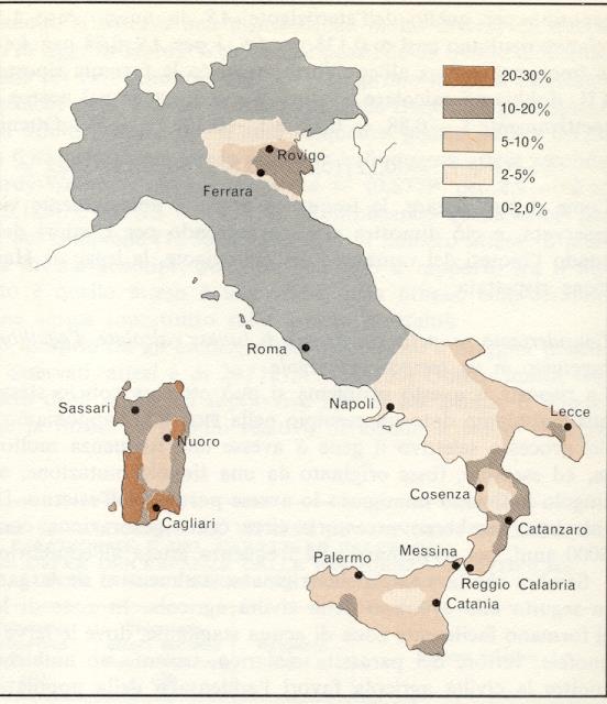 Frequenza dei portatori di talassemia in Italia Bodmer e