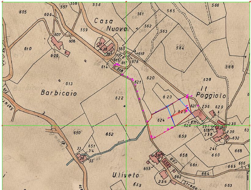 Parametrica Potente procedura grafica che consente di acquisire i punti dall immagine raster della mappa calcolandone le coordinate corretta dalla deformazione dei quadrati di parametratura Est/Nord