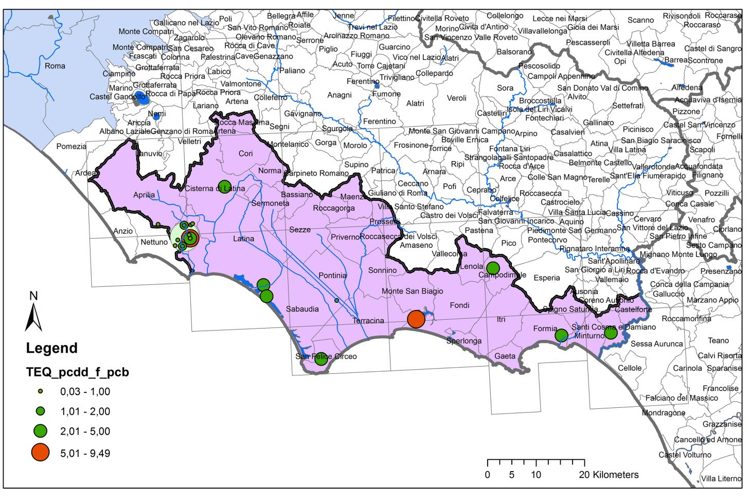 Mappa dei valori di TEQ