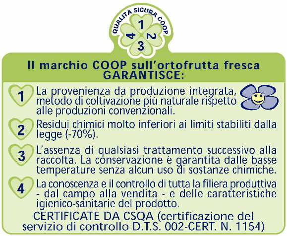 QUALITA SICURA COOP Le carni e l ortofrutta Coop si dotano di una nuova immagine e sistema di comunicazione, semplice e diretta, per rassicurare i Consumatori sui contenuti più importanti delle