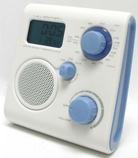 RC190-WR Radiosveglia FM/AM resistente all acqua con indicazione della temperatura
