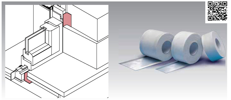 Pellicole I piani giunto Muro-controtelaio lato interno Le pellicole sono composte da uno strato di tessuto-non tessuto resistente allo strappo combinato con polietilene copolimerico.