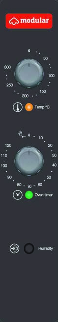 Indicatore riscaldamento in funzione Regolazione timer da 1 a 120' Indicatore forno in funzione Interruttore on/off 99 programmi di cottura Impostazione timer Impostazione temperatura in camera