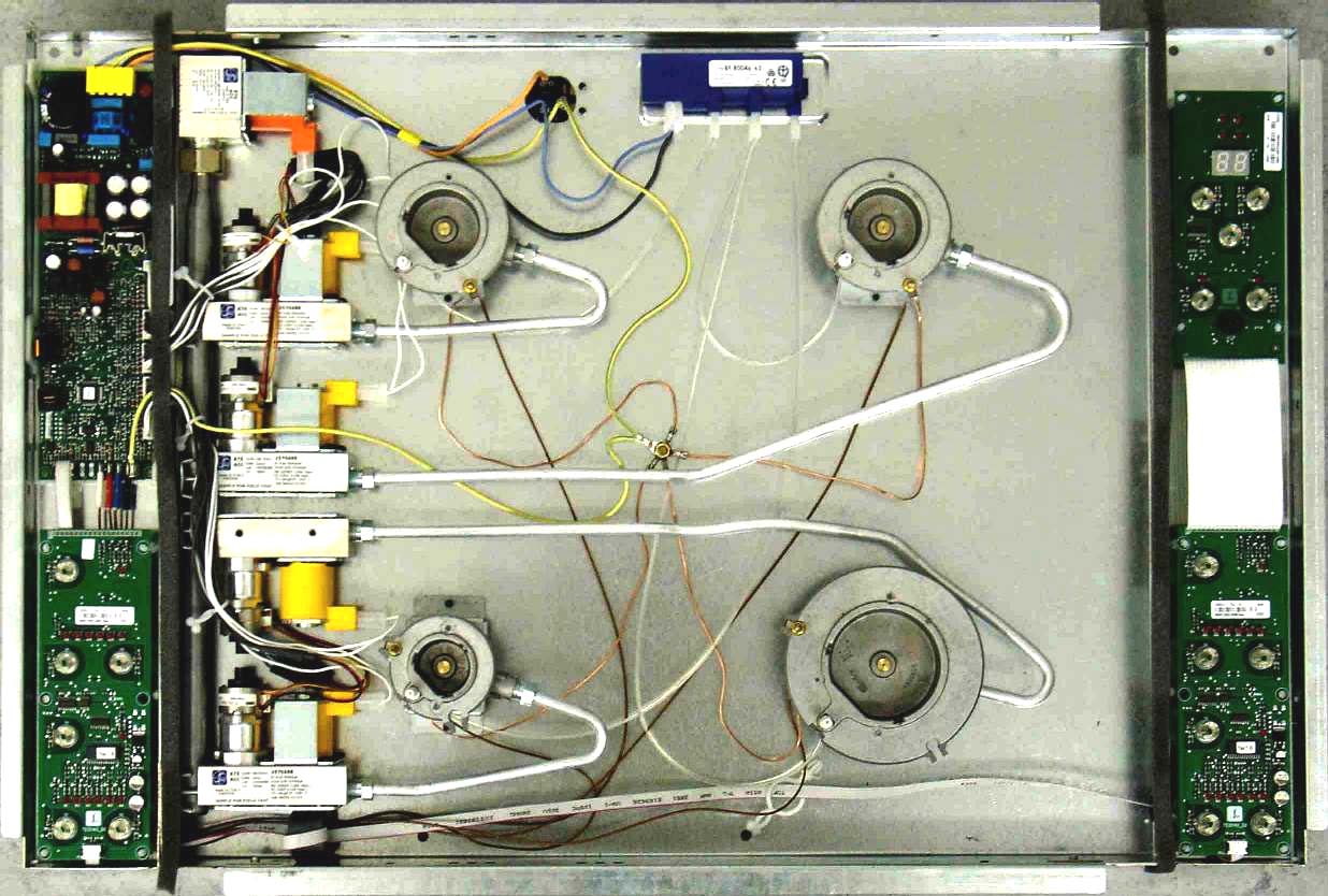 Struttura del componente Controllo principale e scheda di alimentazione Valvola di spegnimento principale Cassetta di terminazione della rete elettrica Dispositivo di ignizione Candele di