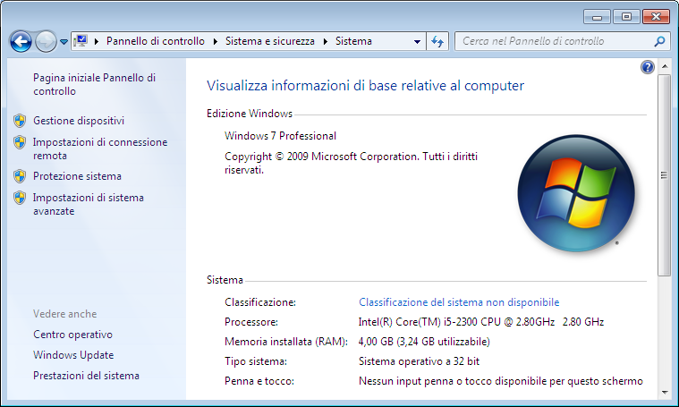 Appendice Come controllare la versione del processore di Windows Vista/7 1 Selezionare [Pannello di controllo] dal menu Start. 2 Aprire [Sistema].