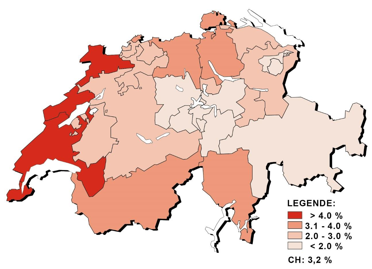 G5: Tasso di disoccupazione per Cantone, ottobre 2016 G6: Tasso di disoccupazione per Cantone, ottobre 2016 6.0 % 5.5 5.0 4.5 4.