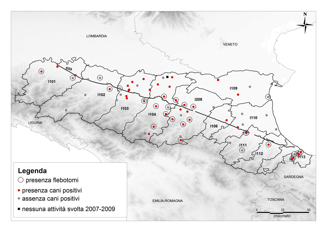 Figura 11 Distribuzione dei canili sul territorio