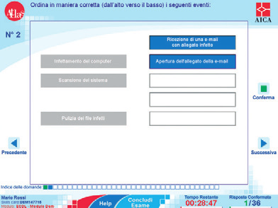 4.4 Ordinamenti Gli Ordinamenti (Figura 13) sono domande in cui viene richiesto di elencare nella sequenza corretta una serie di azioni o di valori, in base a quanto richiesto dalla domanda.