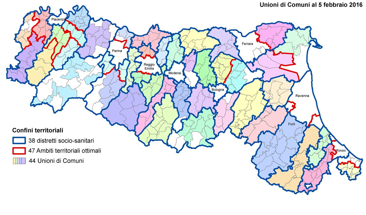 Le Unioni in Emilia Romagna Ad oggi in Regione sono presenti 44 Unioni 32 Unioni