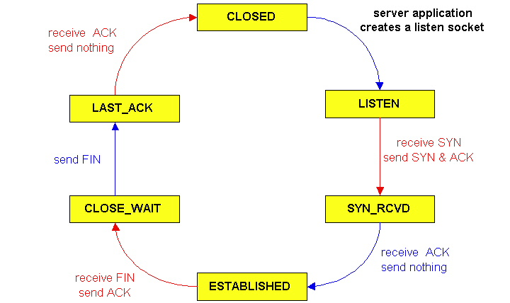 Gestione della connessione TCP: ciclo di vita del lato server