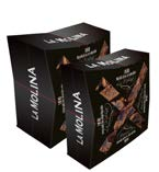 400 g / 14.11 oz 200 g / 7.05 oz I MORI Nuova ricetta per i classici biscotti de La Molina al cacao e cioccolato, con pezzi di cioccolato fondente al 64% La Molina.