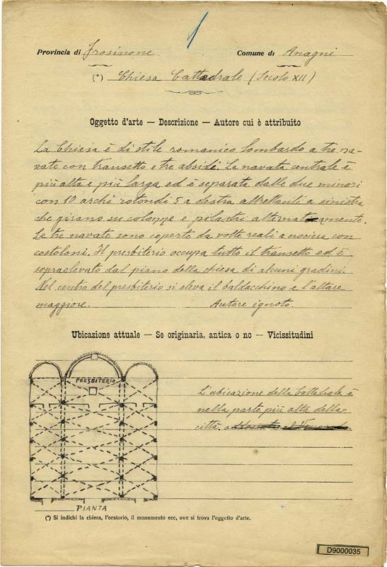 Le schede storiche Alcune schede presentano sulla prima facciata o in allegato disegni a matita o a