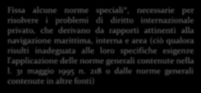 La navigazione, anche per il luogo nel quale si svolge, può dare frequentemente luogo a questioni di diritto internazionale privato Il codice della navigazione deviano da quelle generali * Fissa