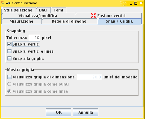 modificare un layer: la geometria 35 Impostare lo snap per facilitare la collocazione corretta del poligono si