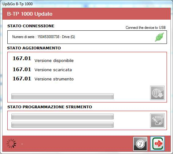 Procedura di aggiornamento per B-TP 1000 Per versioni software inferiori alla 167.
