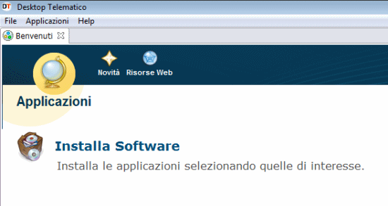 3. selezionando la funzione "Applicazioni" dalla Pagina di Benvenuto del Desktop Telematico.