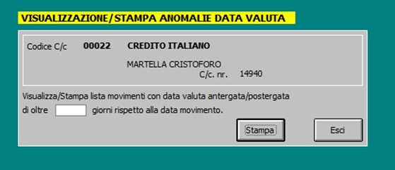 Stampa di controllo dei movimenti inseriti Fallco Anatocismo offre l opportunità di controllo dei dati registrati,