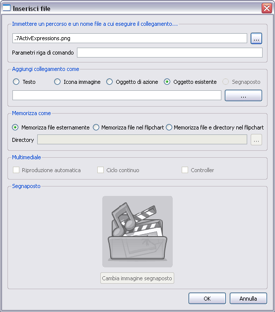 Nel menu Inserisci, scegliere Collega > File. Viene aperta la finestra di dialogo Seleziona file. Selezionare la cartella contenente il file che si desidera collegare.