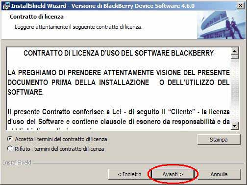 5. Accettare i termini del contratto di licenza e