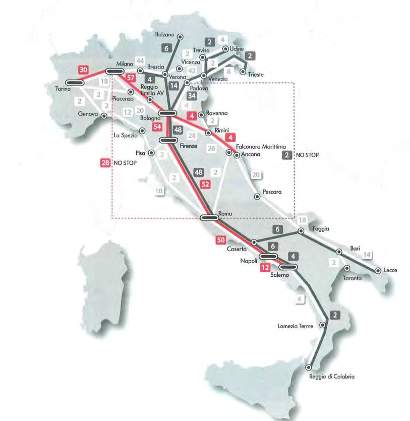 Linee AV L obiettivo di velocizzare le linee e con Frecciarossa e Freccia 1000 da Milano a Roma in 2h20 richiede l utilizzo del Pendiflex nei punti fissi, prima e dopo sospensione e nelle connessioni