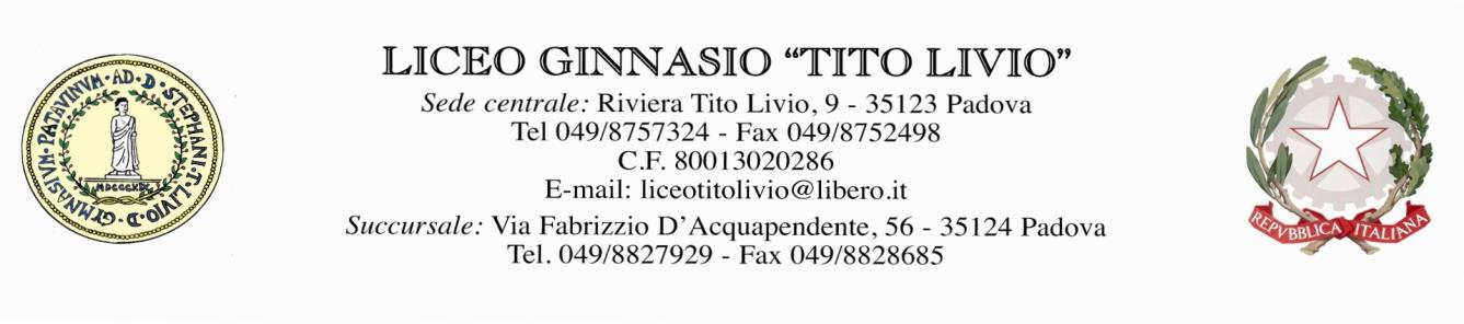Riviera Tito Livio, 9-35123 Padova Tel.049/8757324 Fax 049/8752498 C.F. 80013020286 www.