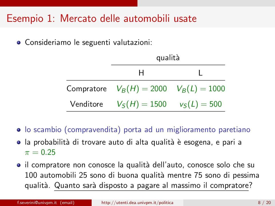 esogena, e pari a π = 0.