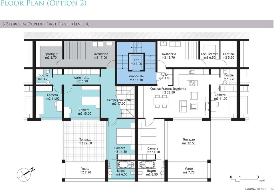 90 Vano Scale m2 16.30 Atrio Doccia m2 3.20 m2 11.00 Disimpegno/Scala m2 17.