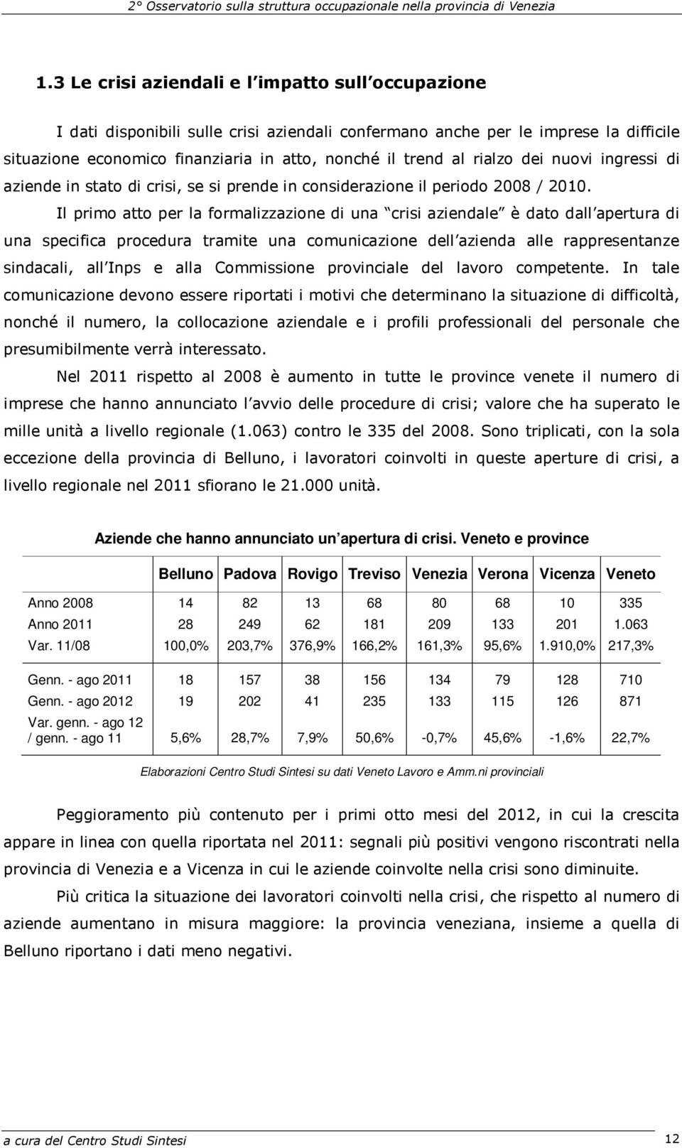 Il primo atto per la formalizzazione di una crisi aziendale è dato dall apertura di una specifica procedura tramite una comunicazione dell azienda alle rappresentanze sindacali, all Inps e alla