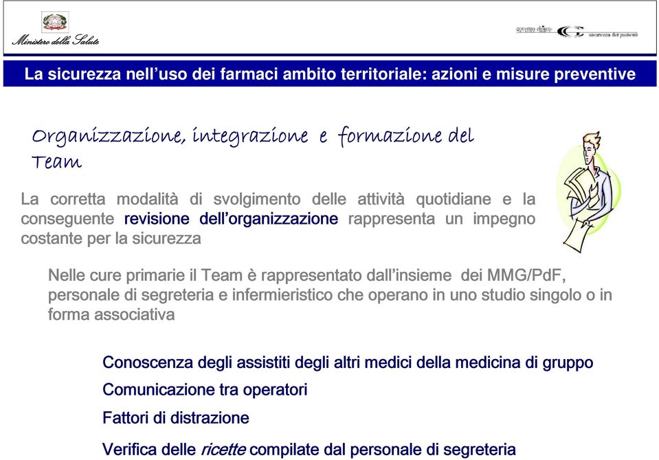 primarie il Team è rappresentato dall insieme dei MMG/PdF, personale di segreteria e infermieristico che operano in uno studio singolo o in forma associativa