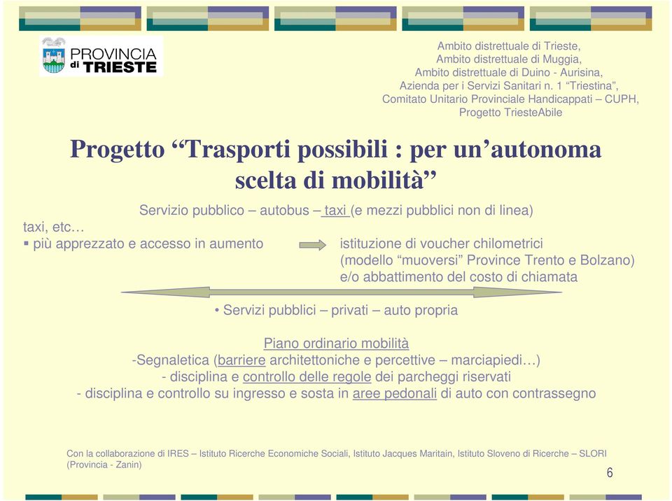 privati auto propria Piano ordinario mobilità -Segnaletica (barriere architettoniche e percettive marciapiedi ) - disciplina e